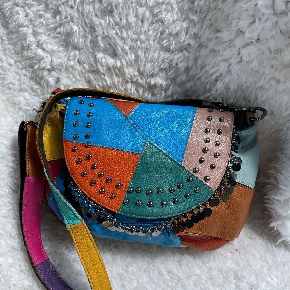 Ameri Leather Multi Color Patchwork Crossbody Bag… - image 6